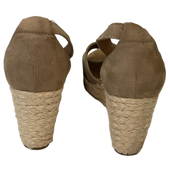 Style & Co Women’s Tan Espadrille Wedge Sandals 9M Open Toe Suede Ankle Strap - Picture 5 of 7